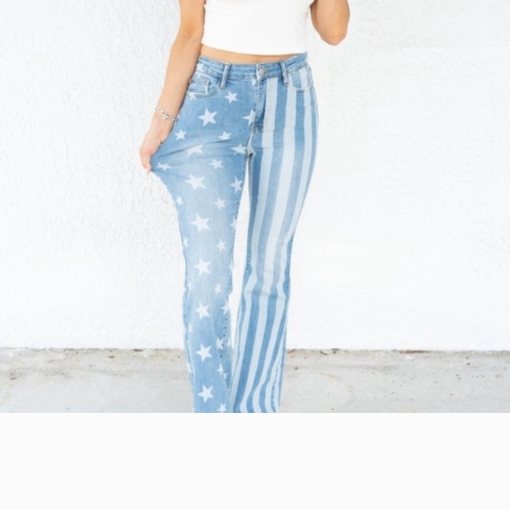Stars and Stripes Flare Jeans - Blue